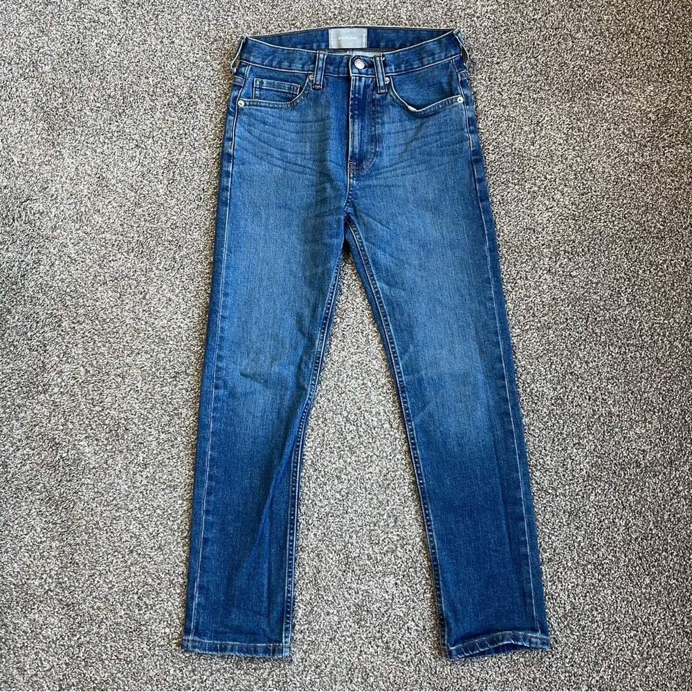 Everlane Medium Wash Straight Leg High Rise Jeans, Size 24